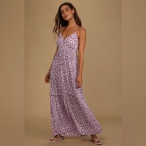 Lulus Search for Sunshine Pink Print Tiered Sleeveless Dress